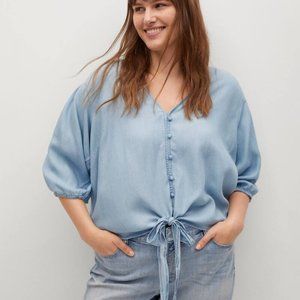 Mango Light Blue Crop Top